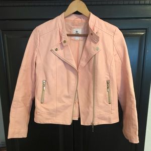 Blush faux leather girl’s jacket